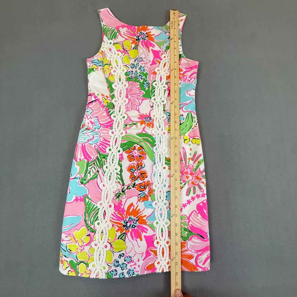Lilly Pulitzer for Target Shift Dress Womens 2 Pink Floral Lace Trim Mini Lined - Picture 4 of 14
